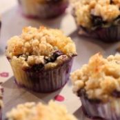 Blueberry-Lemon Bread Pudding Muffins with Crumb Topping and Lemon Glaze